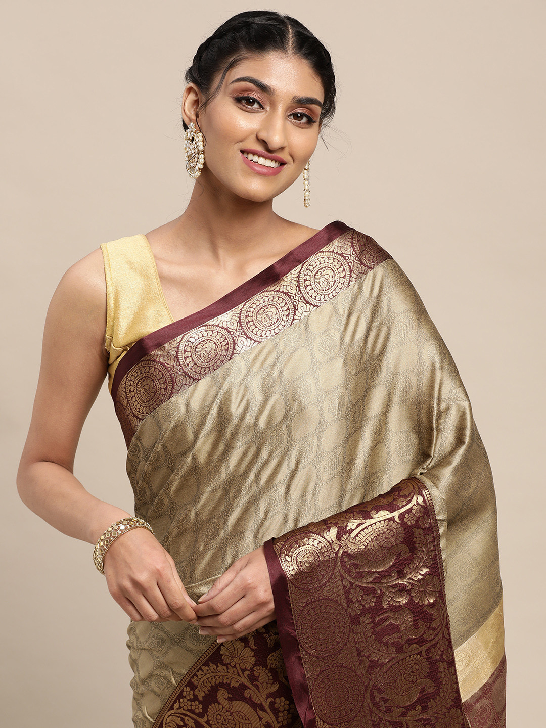

VASTRANAND Golden Woven Design Banarasi Saree, Gold