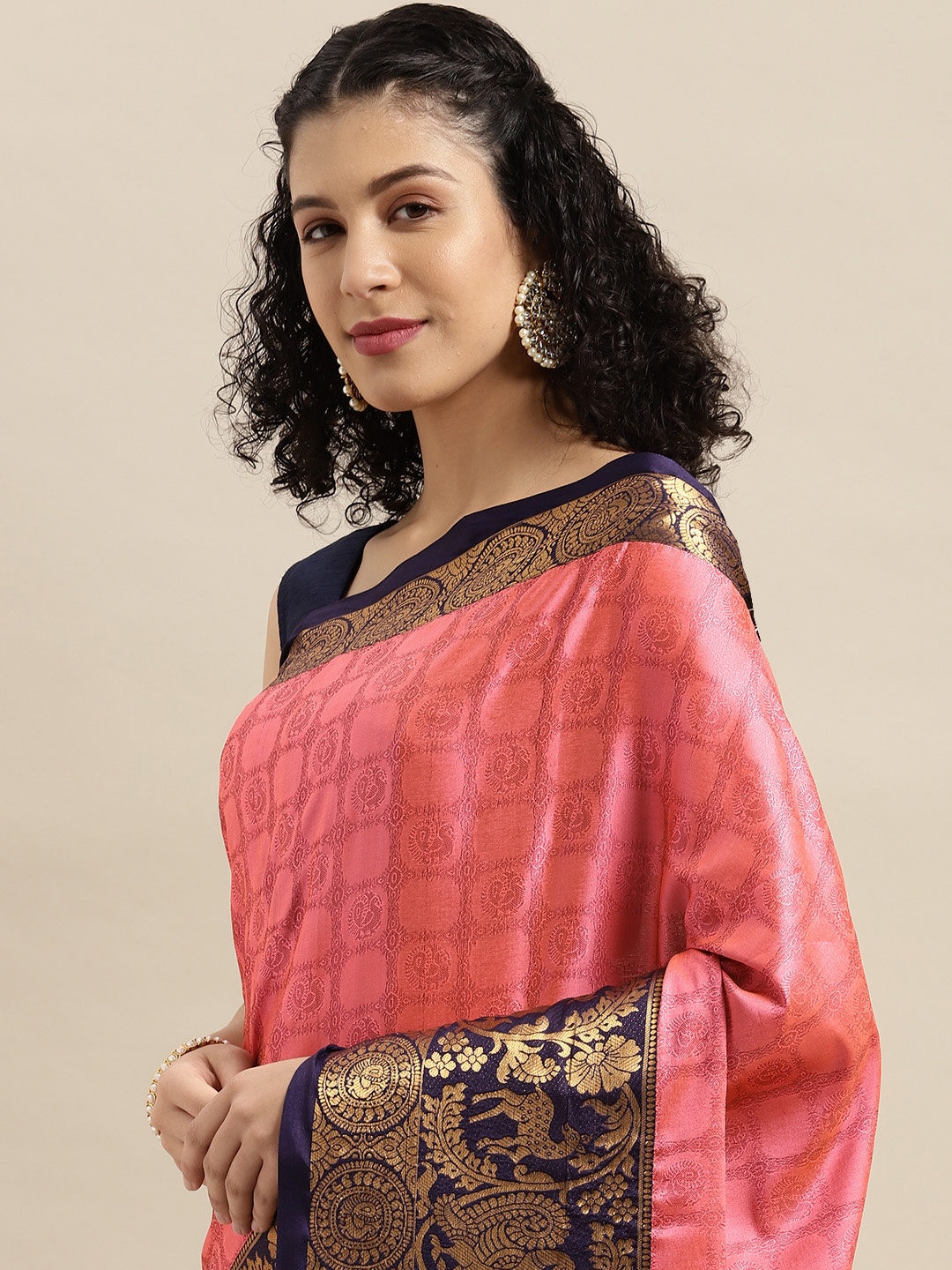 

VASTRANAND Pink Woven Design Banarasi Saree