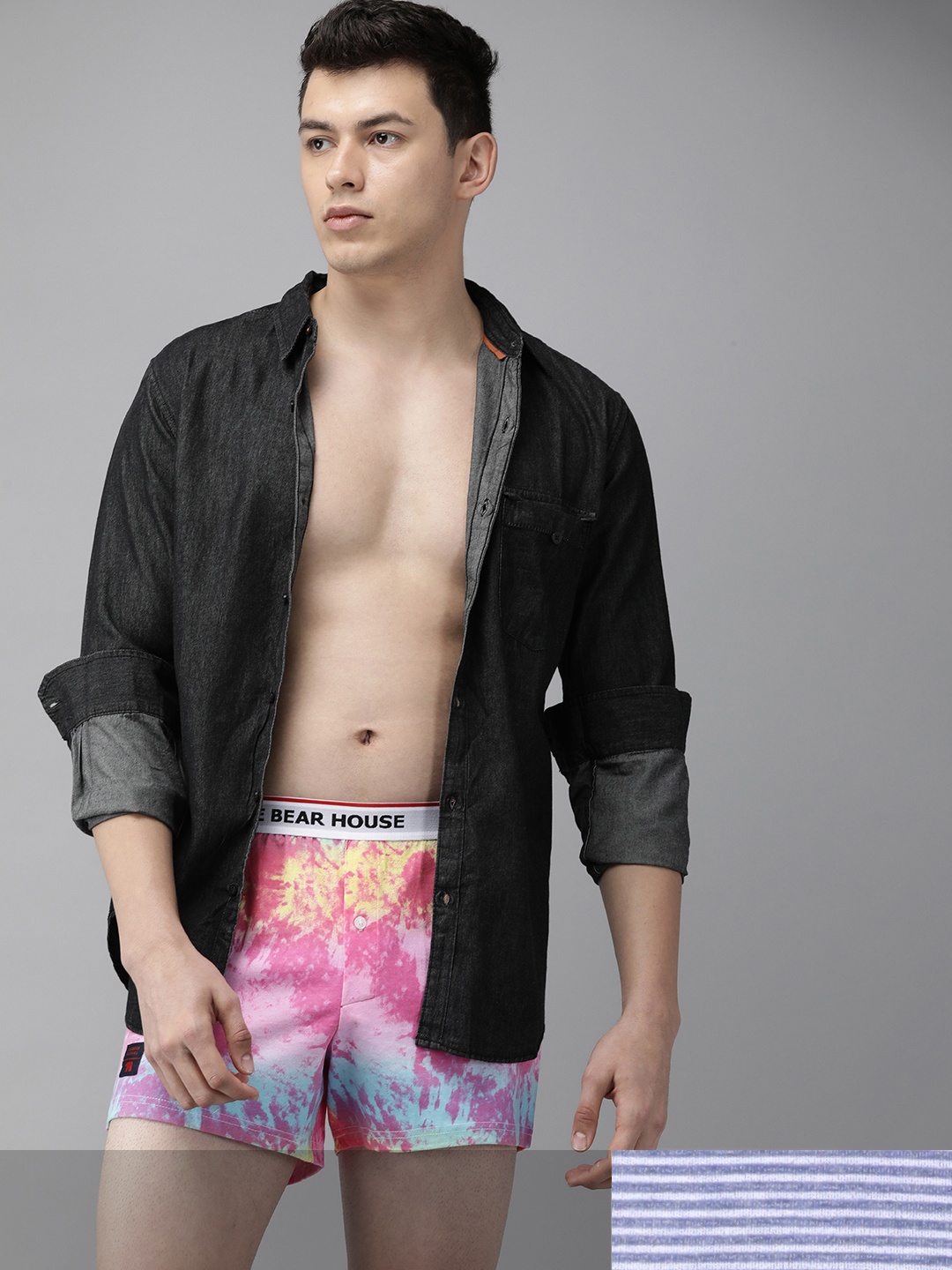 

THE BEAR HOUSE Men Pack of 2 Assorted Printed Cotton Boxers with Pouch TBH-FARAH