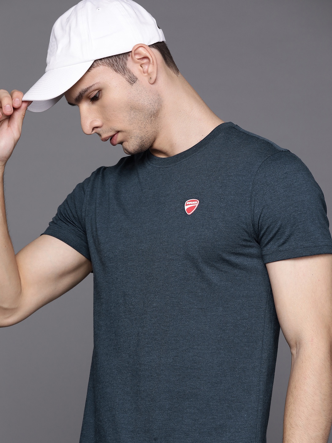 

Ducati Men Navy Blue Solid Pure Cotton T-shirt