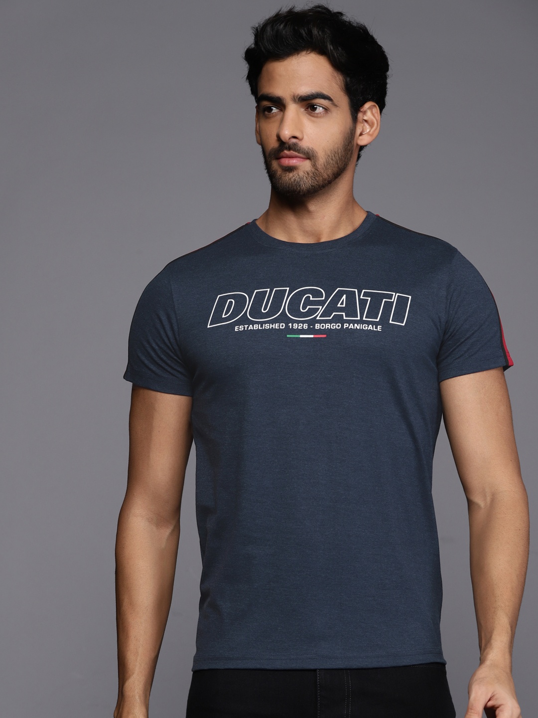 

Ducati Men Navy Blue Brand Logo Printed T-shirt