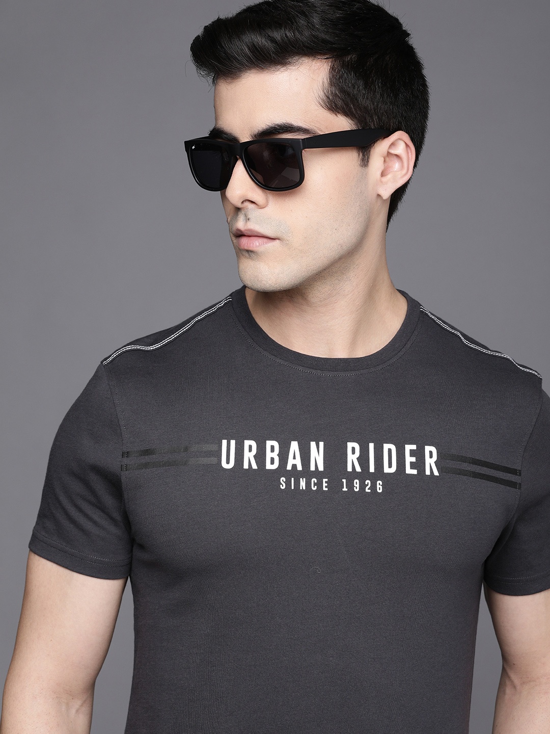 

Ducati Men Grey Typography Printed Pure Cotton Casual T-shirt