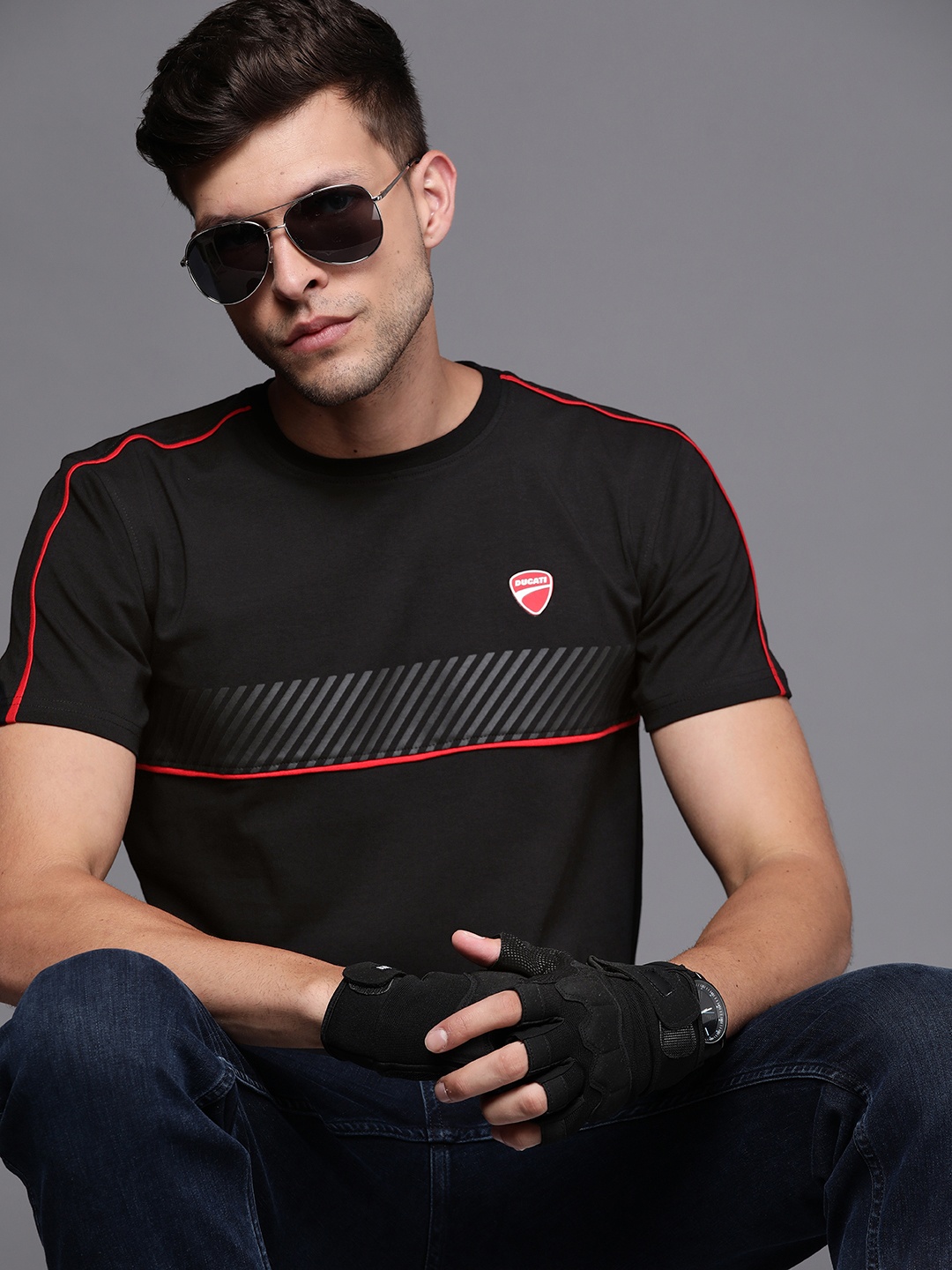 

Ducati Men Black Printed T-shirt