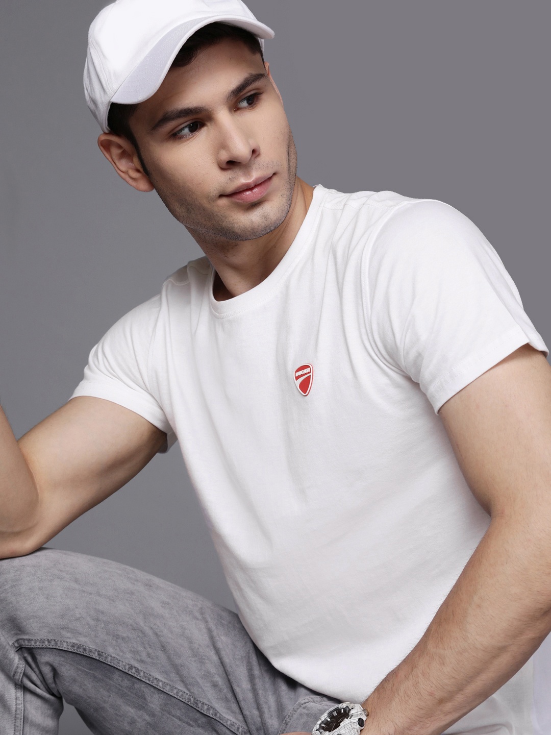 

Ducati Men White Solid Pure Cotton T-shirt