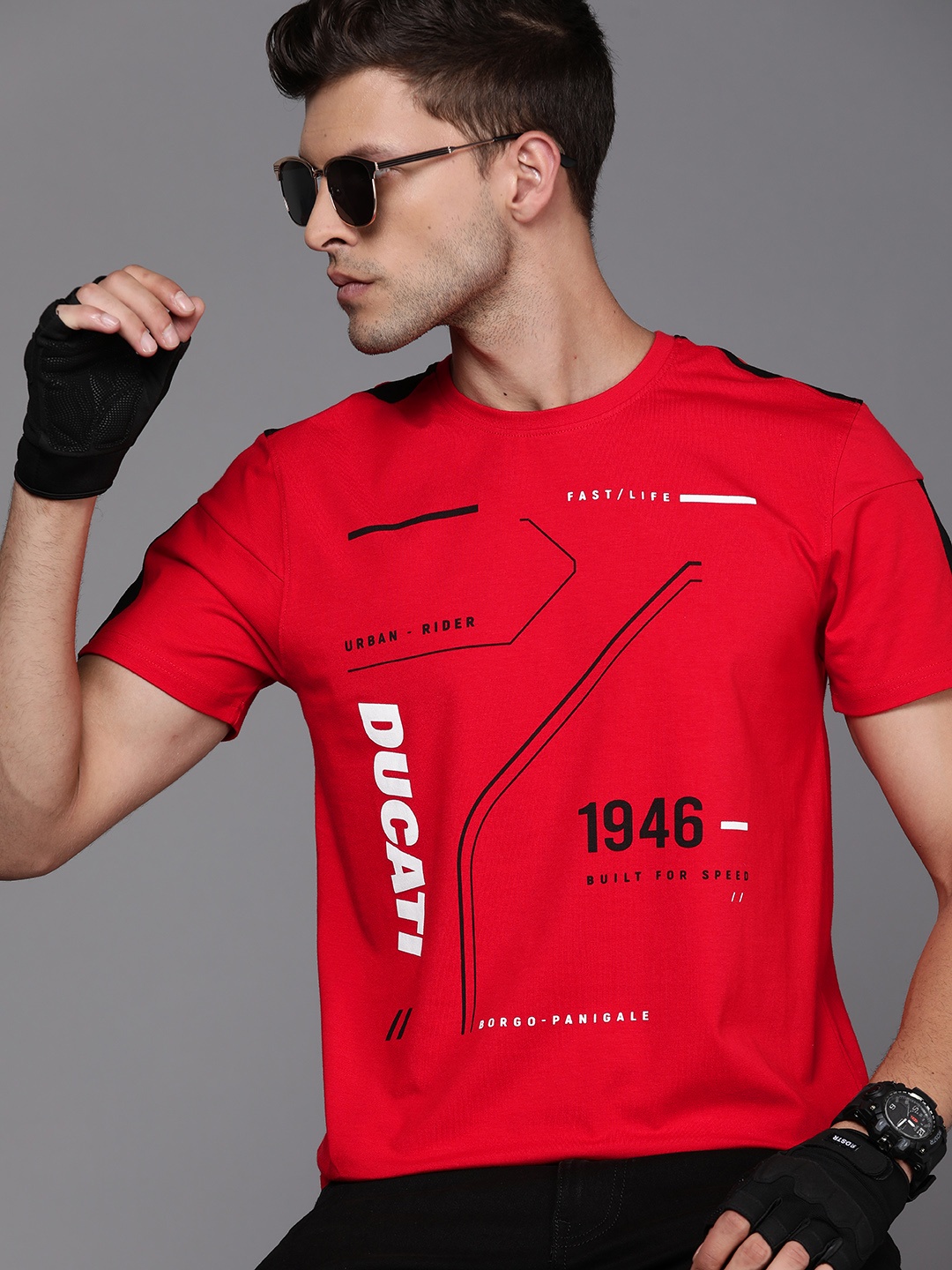 

Ducati Men Red & White Brand Logo Printed T-shirt