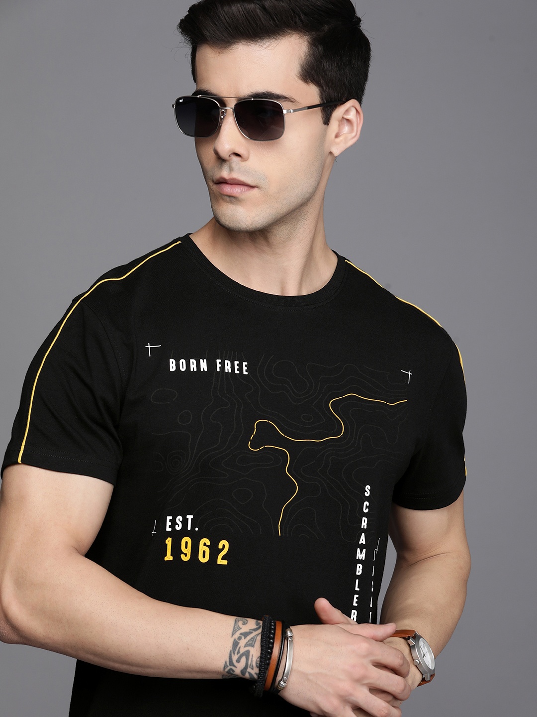 

Ducati Men Black & White Printed Pure Cotton T-shirt