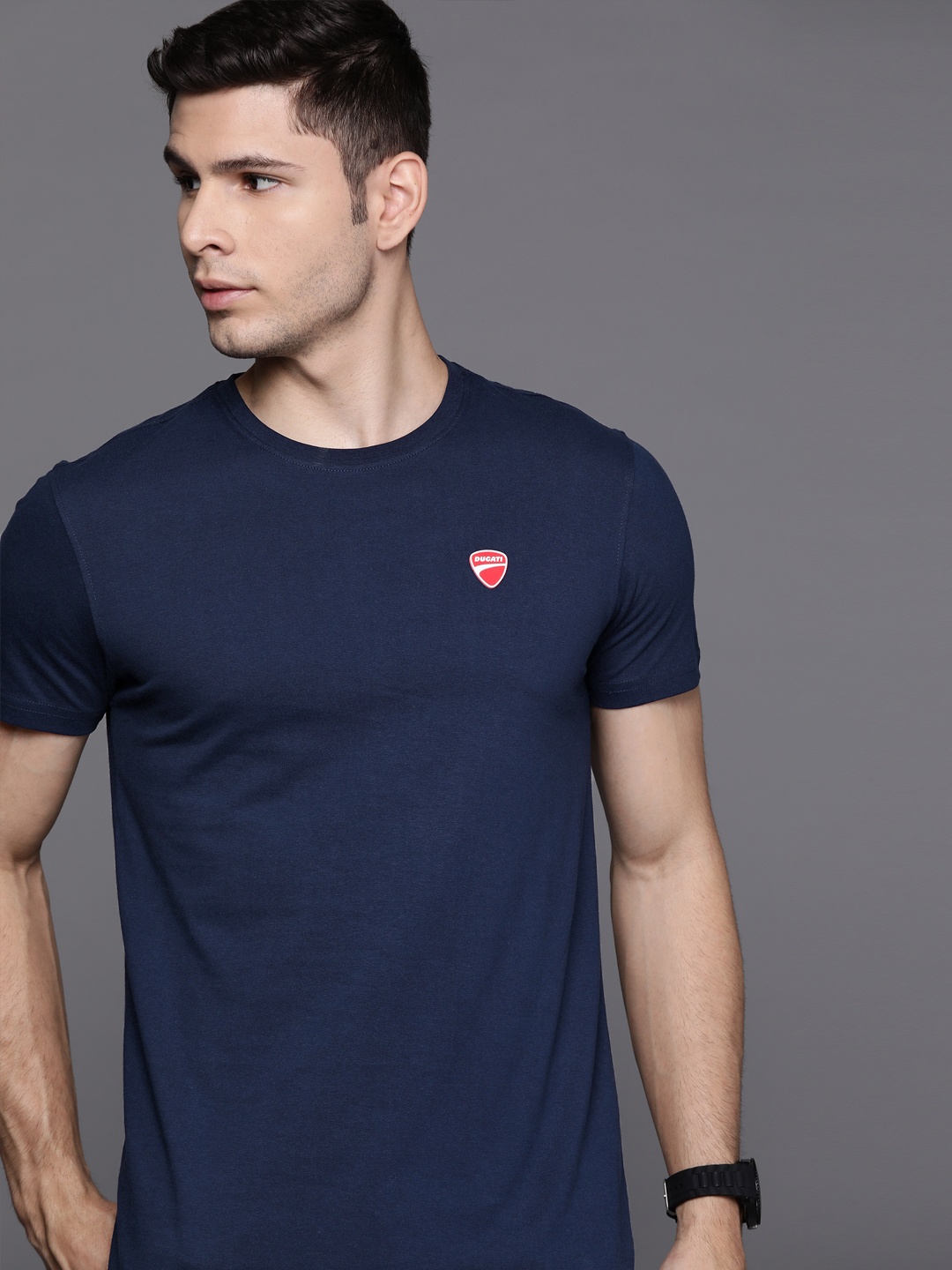 

Ducati Men Navy Blue Solid Pure Cotton T-shirt
