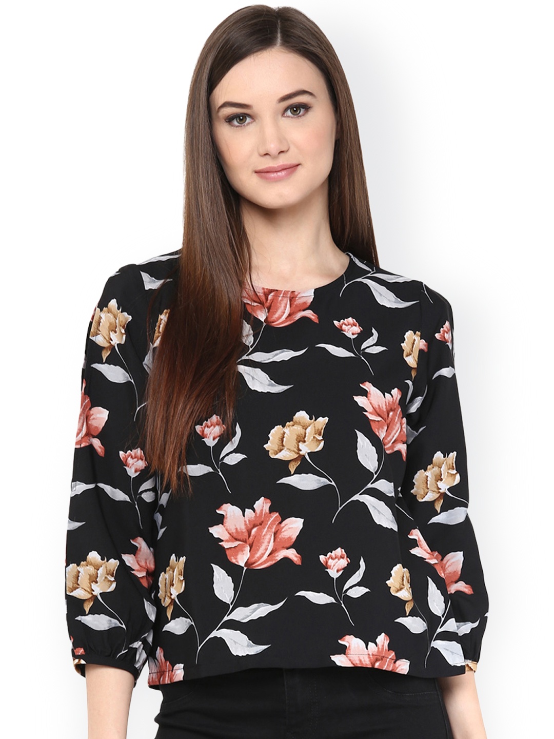 

Harpa Women Black Printed Regular Top