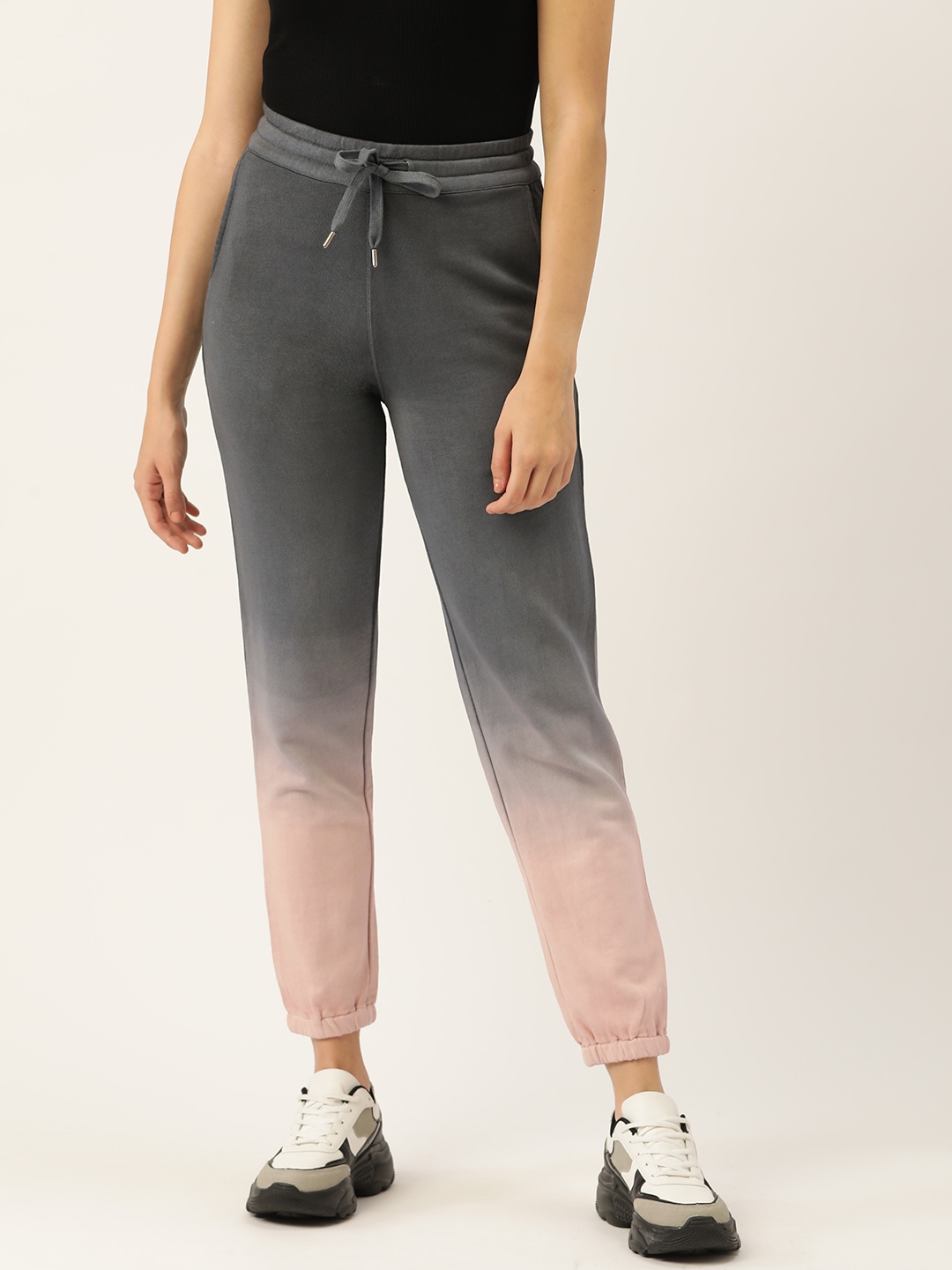 

PIRKO Women Grey Colourblocked Faded Loose Fit Joggers Trousers