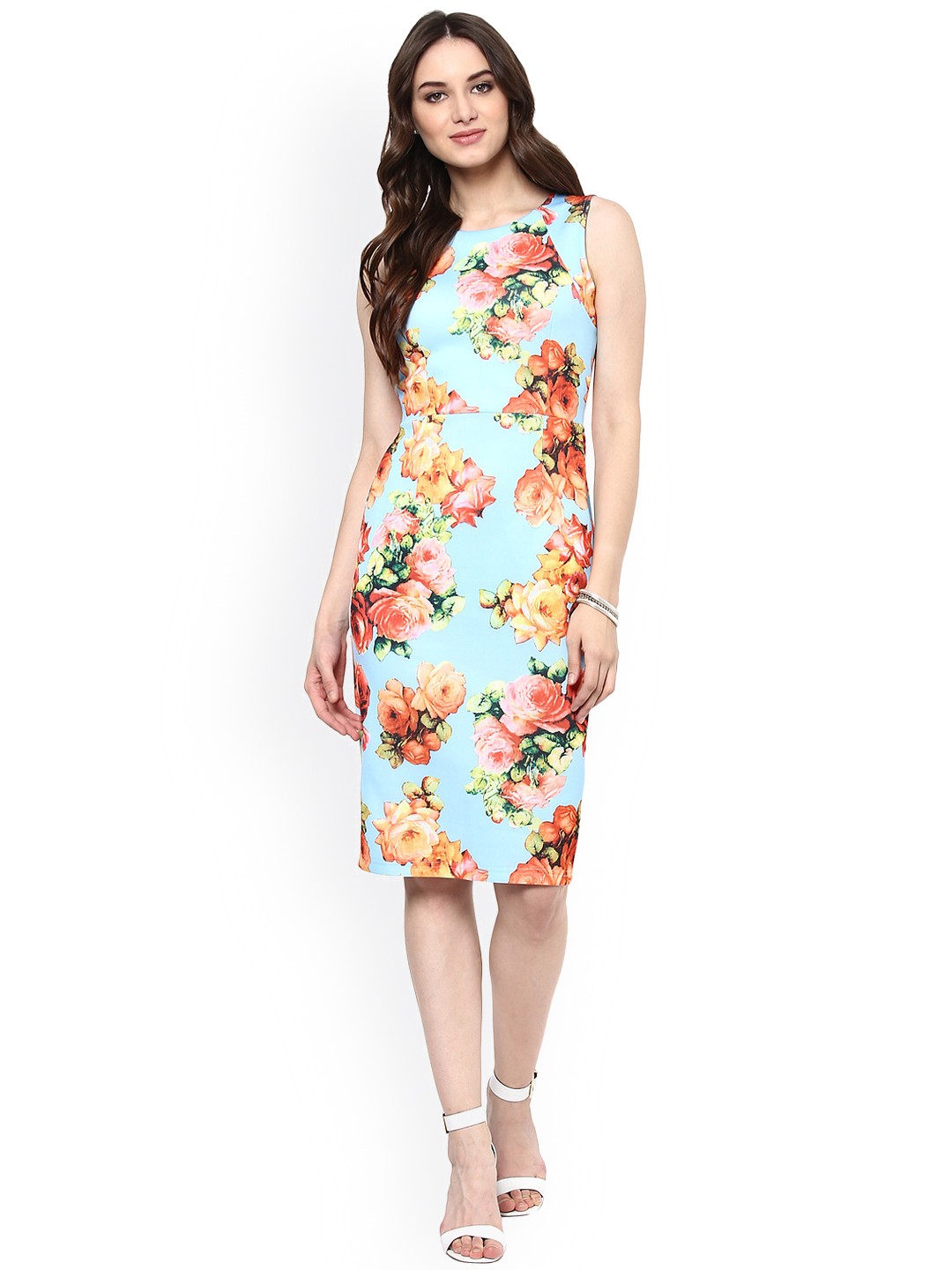 

Harpa Women Blue Floral Print Sheath Dress