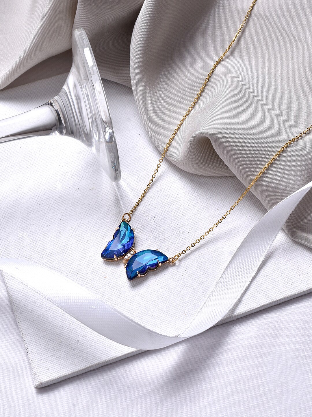 

JOKER & WITCH Gold-Toned & Blue Butterfly Necklace