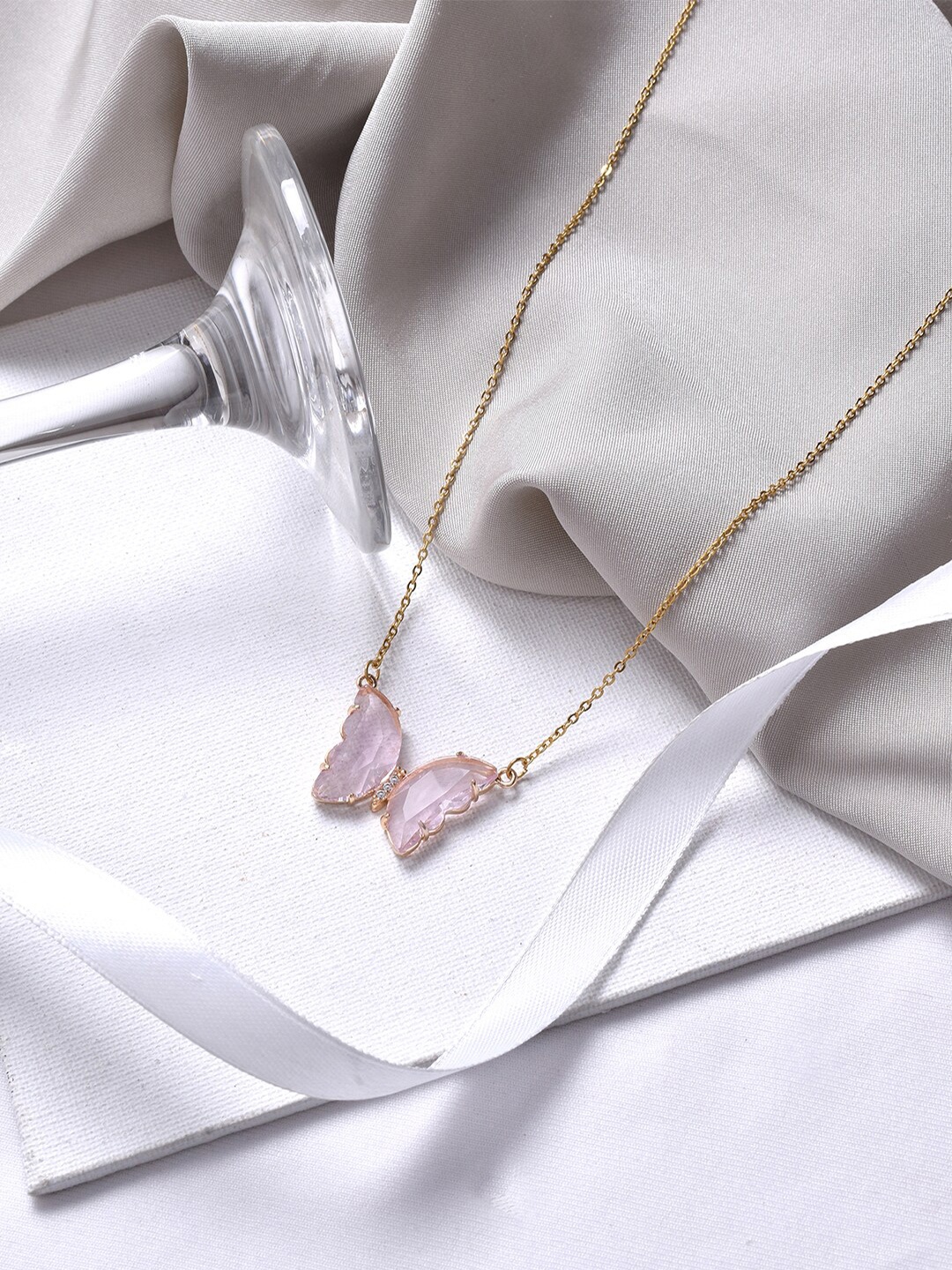 

JOKER & WITCH Gold-Toned & Pink Butterfly Chain