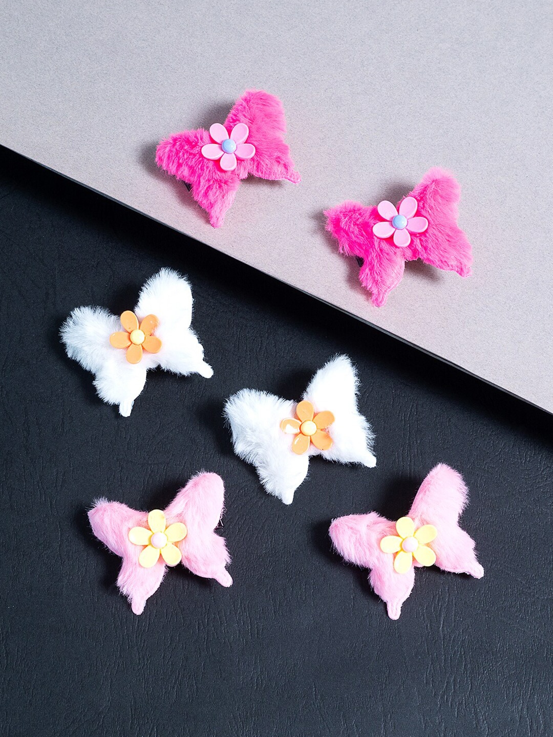 

Golden Peacock Girls White & Pink Set of 6 Butterfly Alligator Hair Clip