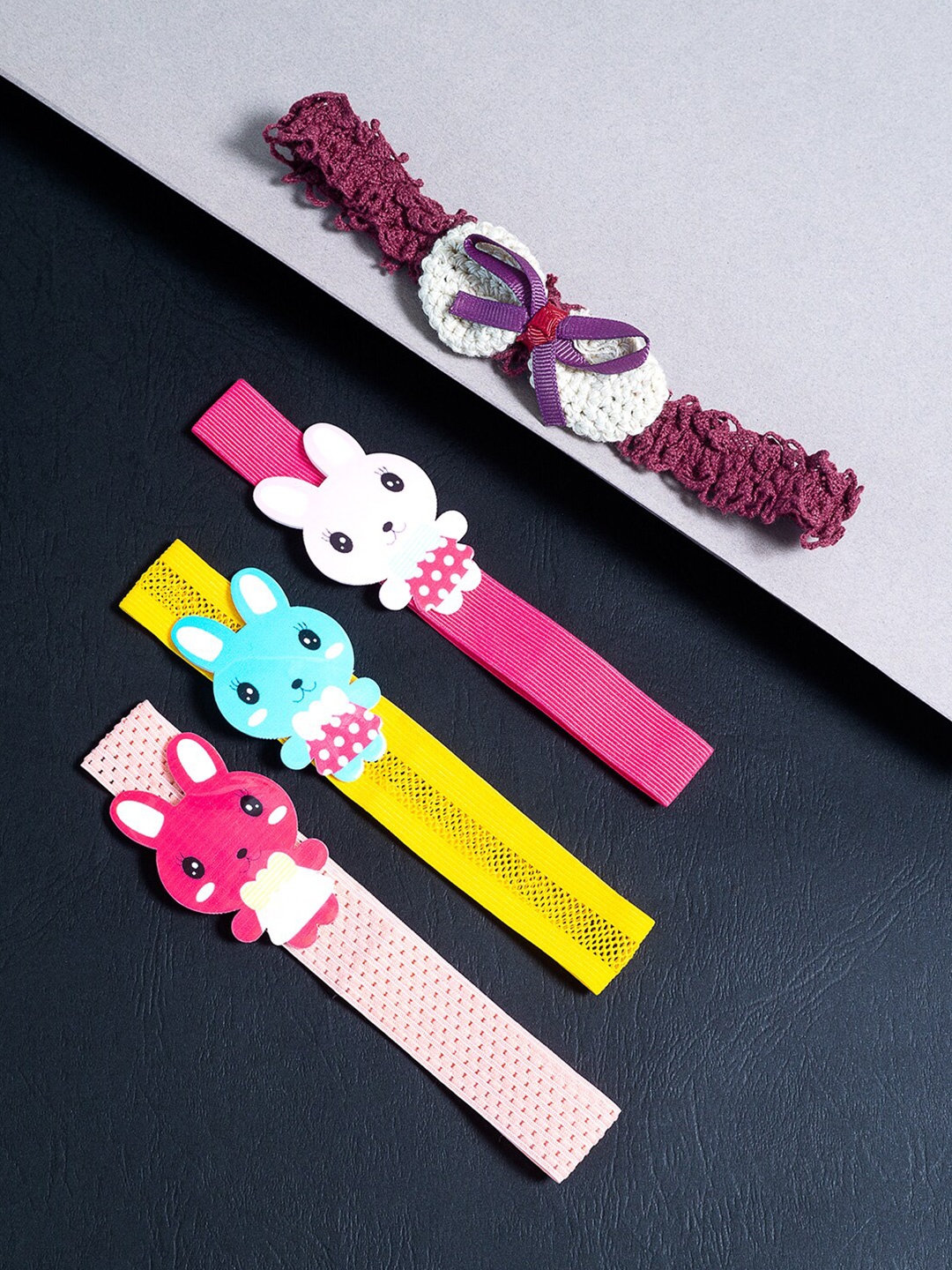 

Golden Peacock Girls Multicoloured Set of 4 Hairband, Multi