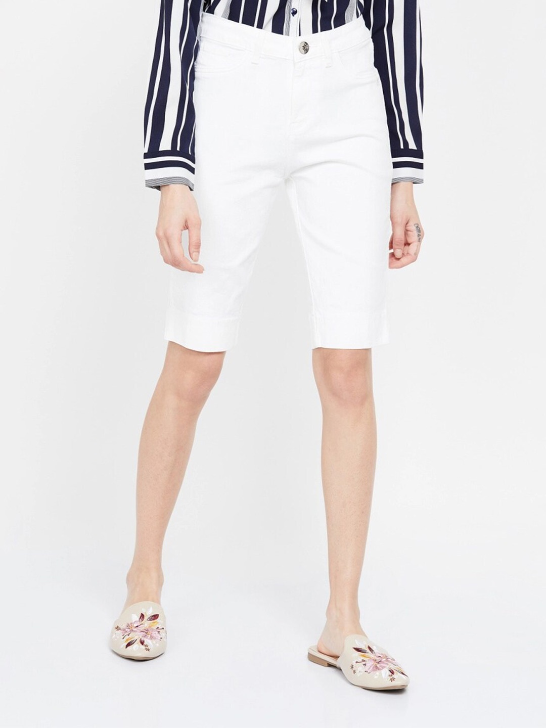 

Xpose Women White Pedal Pusher Capris