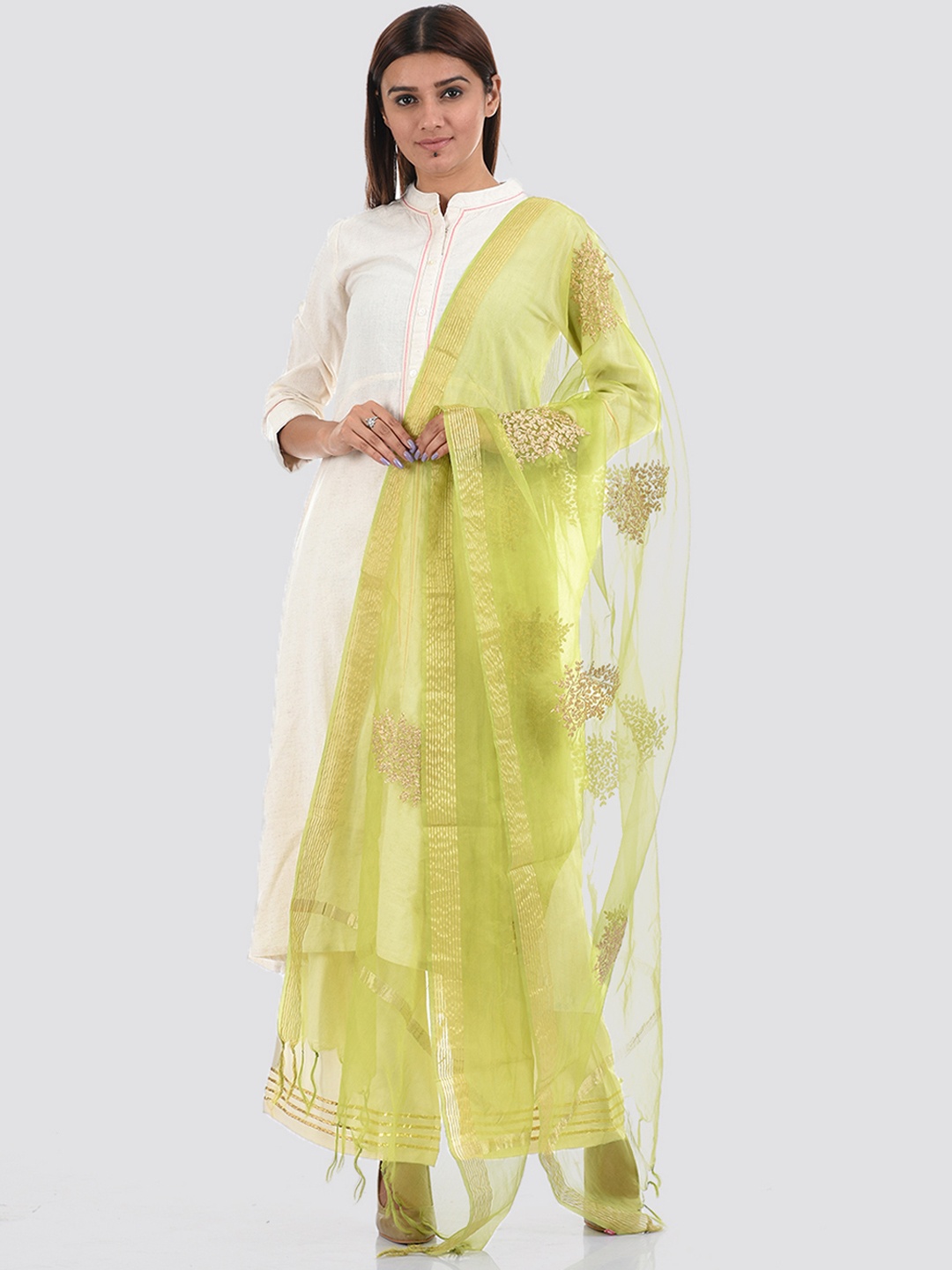 

Ethnicity Green Embroidered Dupatta