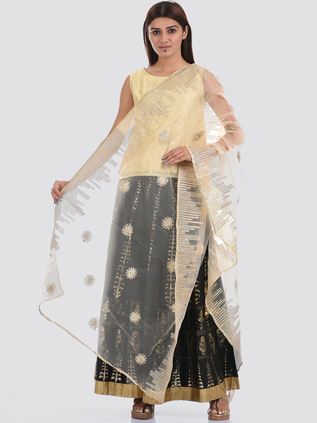 

Ethnicity Beige Embroidered Dupatta