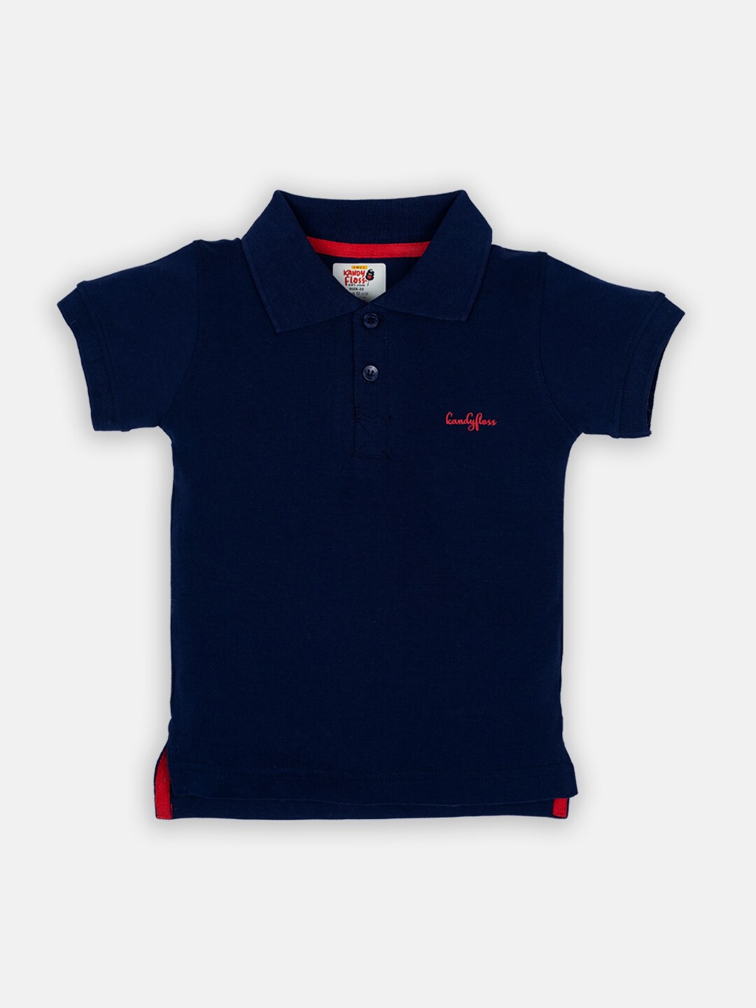 

AMUL Kandyfloss Kids Navy Blue Polo Collar Pure Cotton T-shirt