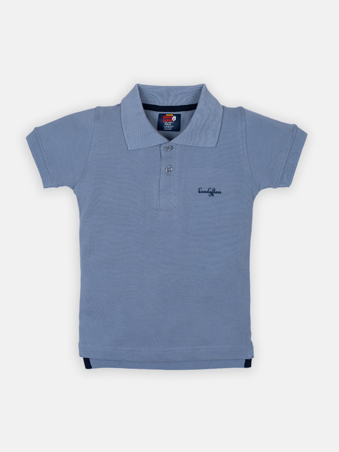 

AMUL Kandyfloss Kids Blue Polo Collar Pure Cotton T-shirt