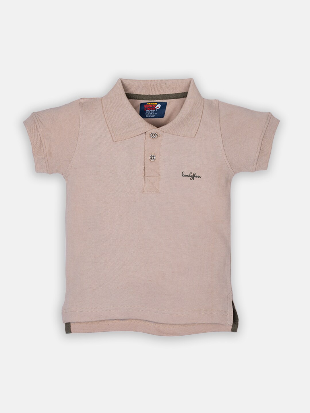 

AMUL Kandyfloss Kids Off White Polo Collar Pure Cotton T-shirt