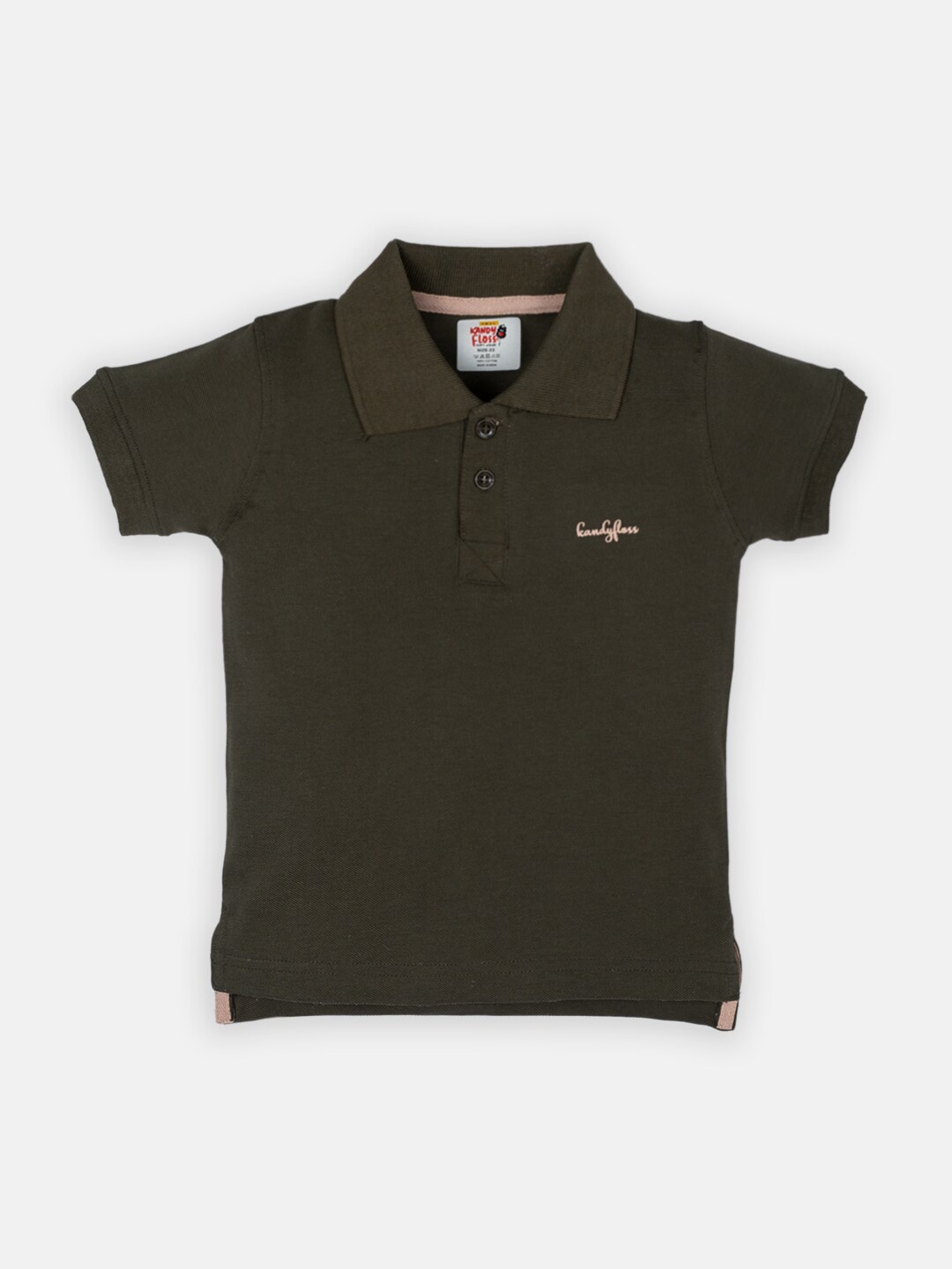 

AMUL Kandyfloss Kids Green Polo Collar Pure Cotton T-shirt