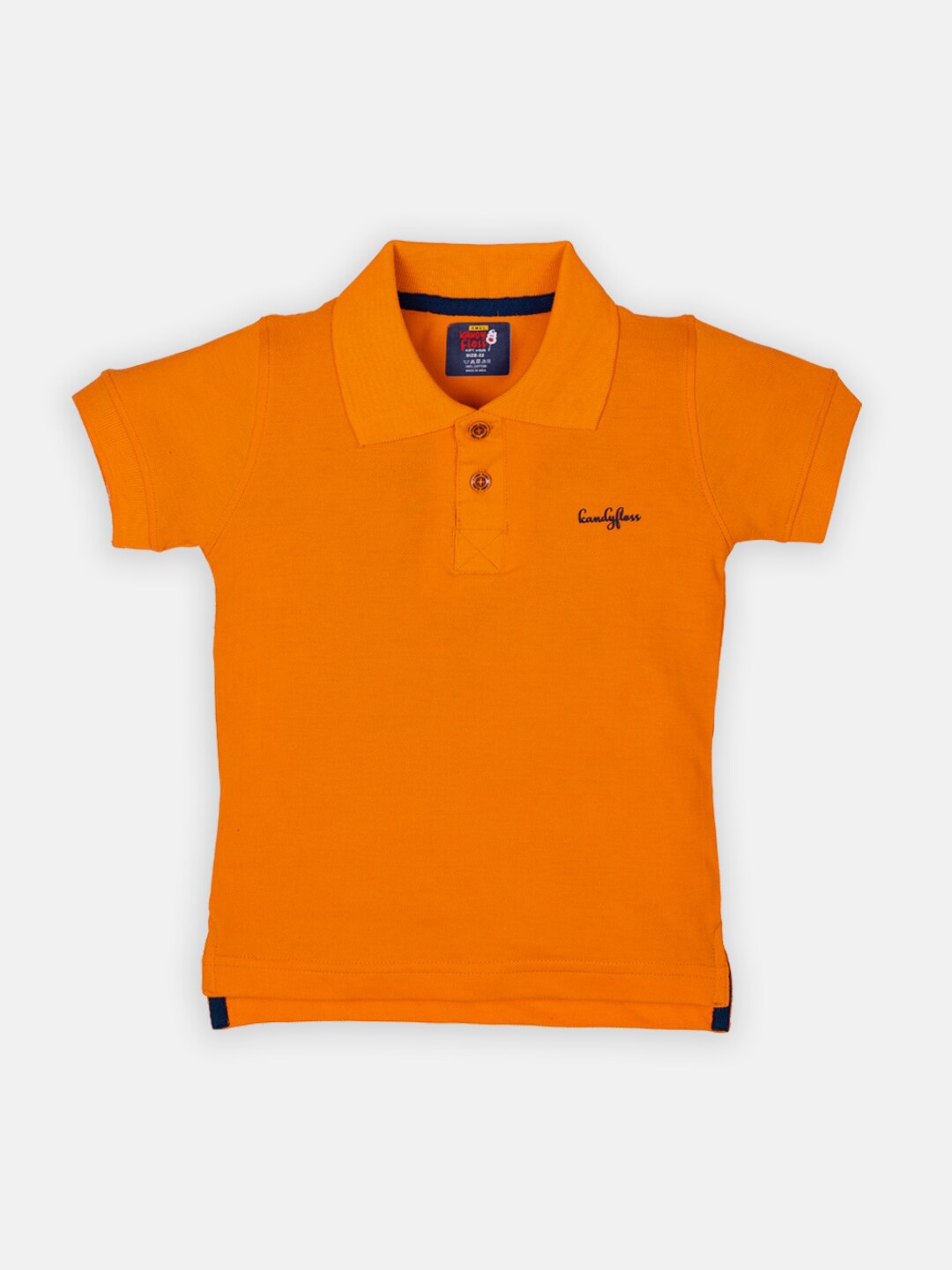 

AMUL Kandyfloss Kids Orange Polo Collar Pure Cotton T-shirt