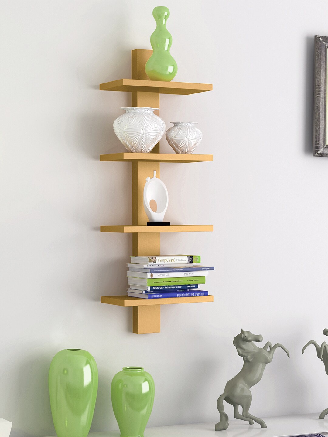 

Home Sparkle Beige 4 Tier Rack MDF Wooden Shelf