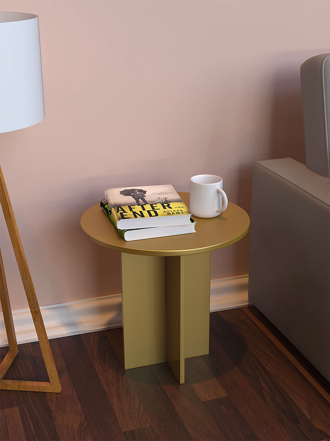 

Home Sparkle Beige Wooden Corner Table