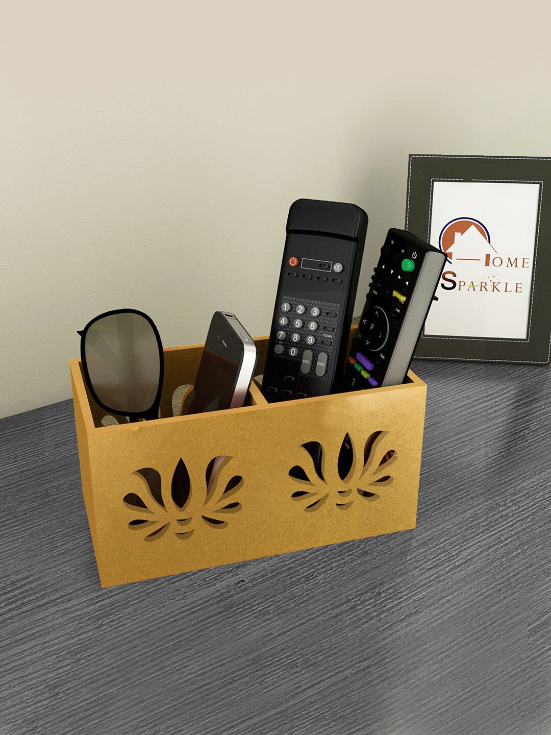 

Home Sparkle Gold-Toned Multipurpose Wooden Organizer