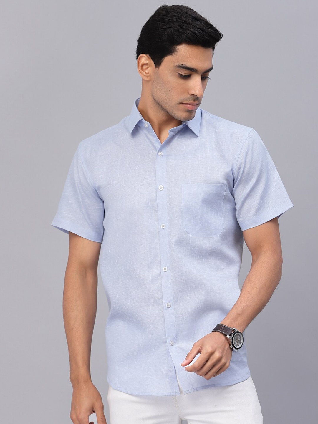 

NEUDIS Men Blue Classic Casual Shirt