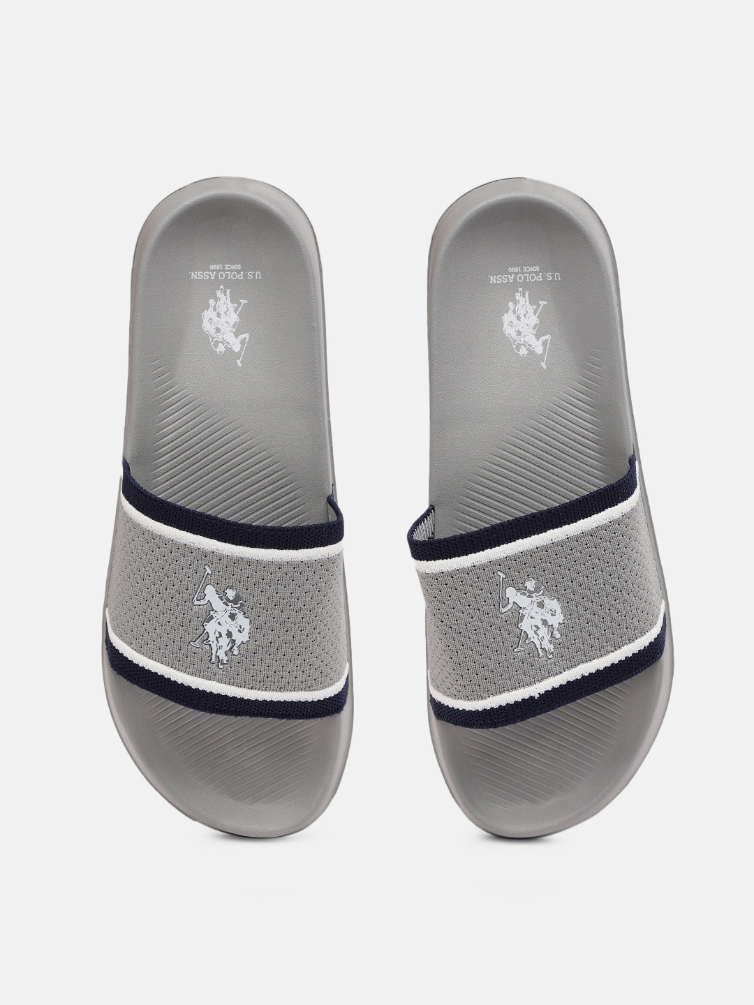 

U.S. Polo Assn. Men Grey & White Self Design Sliders