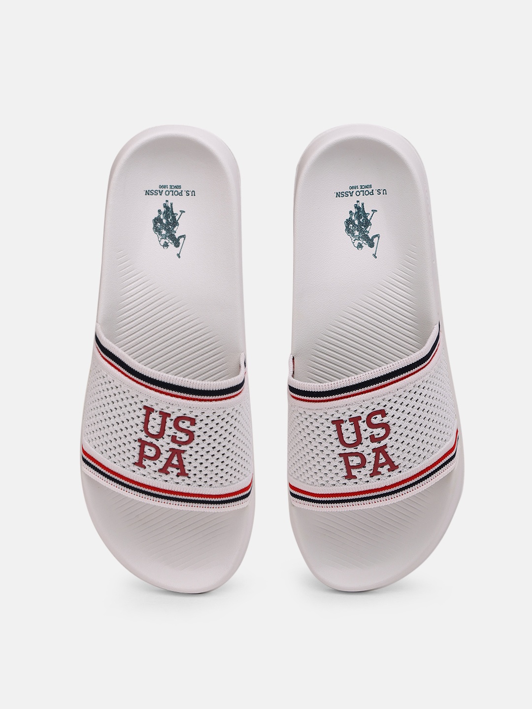 

U.S.Polo Assn. Men Off White BREYTON 3.0 Printed Sliders