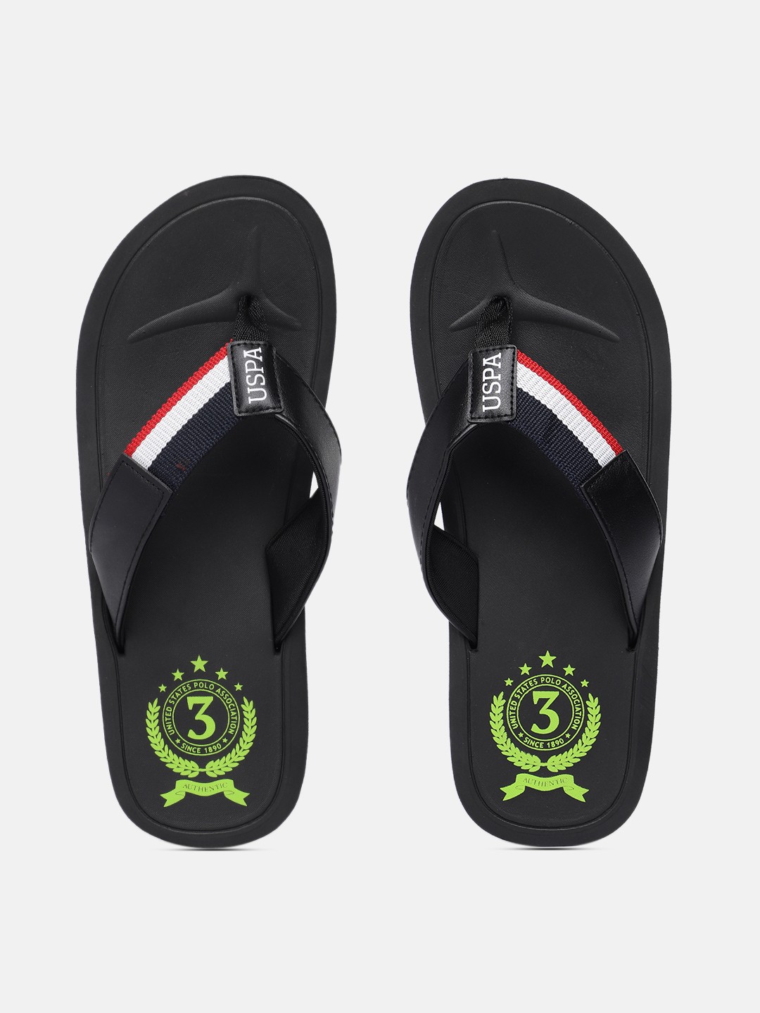 

U.S. Polo Assn. Men Black & Red Printed Thong Flip-Flops