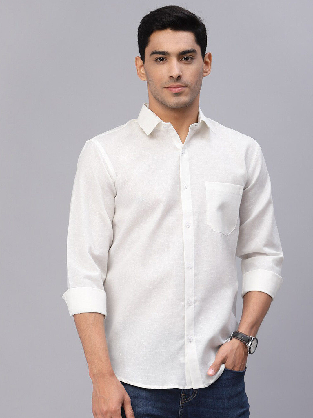 

NEUDIS Men White Classic Formal Shirt