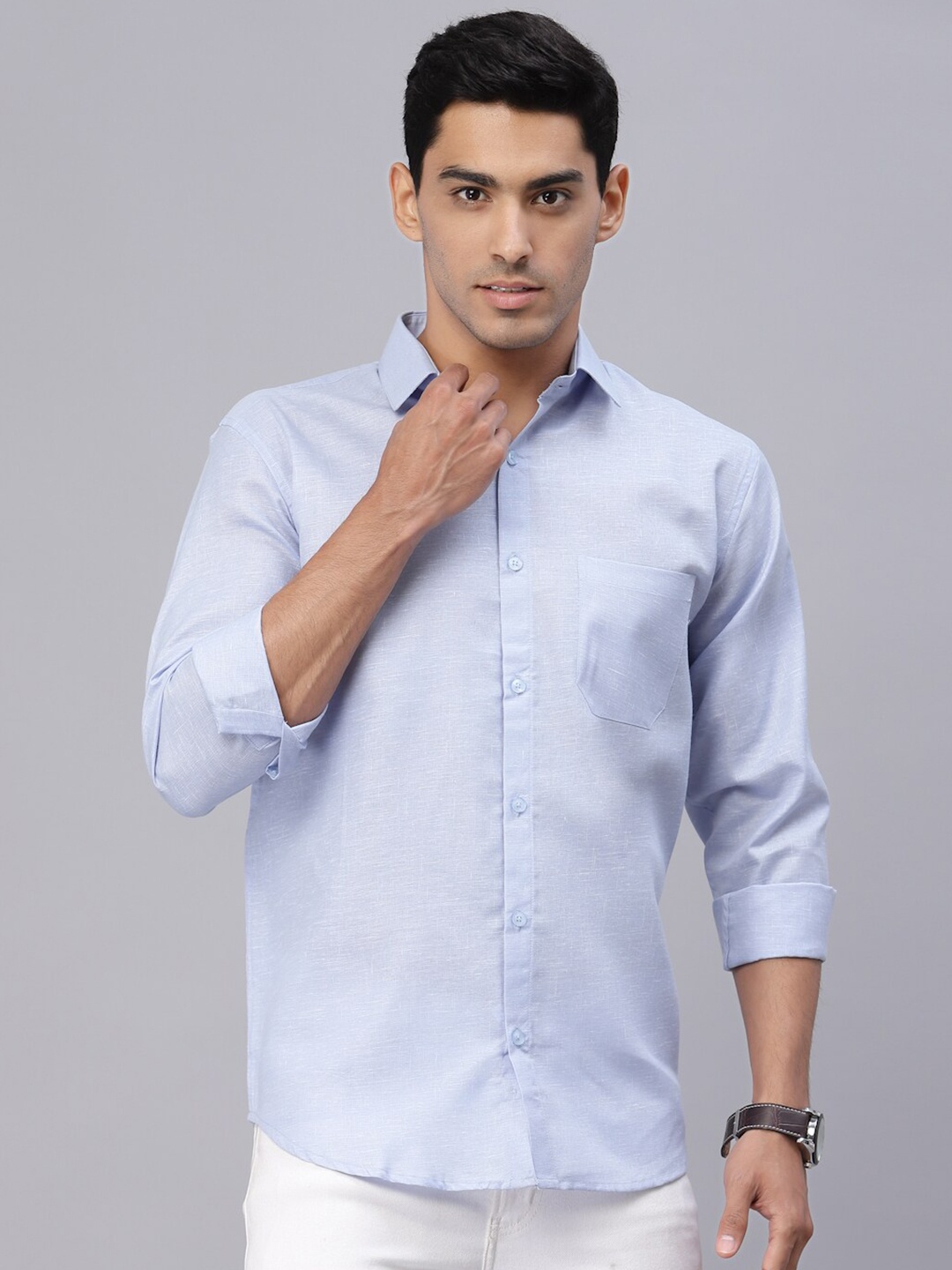 

NEUDIS Men Blue Classic Woven Semi Formal Shirt