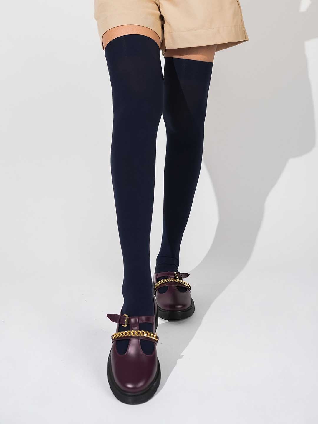 

Theater Women Navy Blue Thigh High Stockings