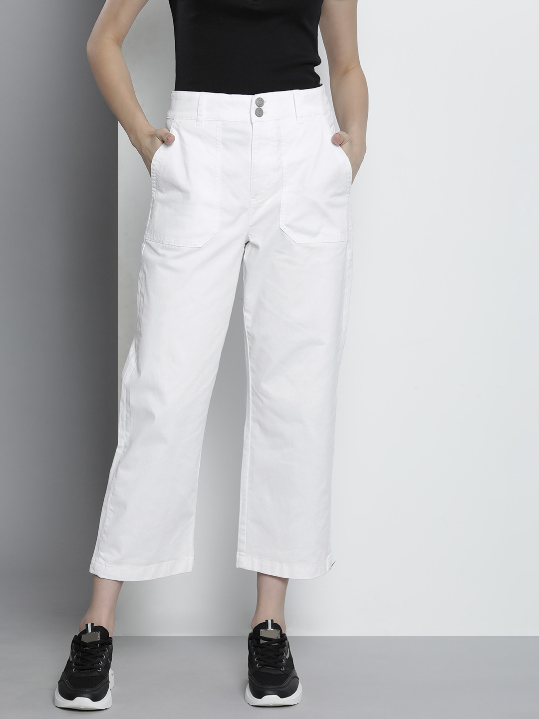

Tommy Hilfiger Women White Straight Fit High-Rise Trousers