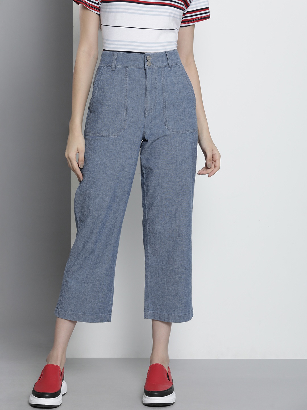 

Tommy Hilfiger Women Blue Straight Fit High-Rise Trousers