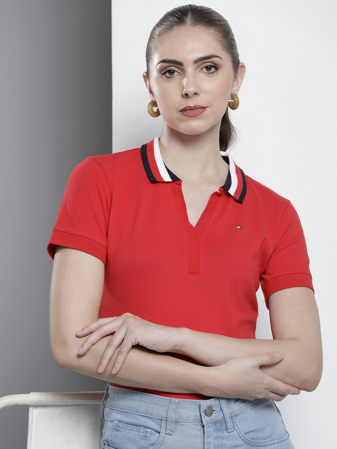 

Tommy Hilfiger Solid Polo Collar Slim Fit T-shirt, Red