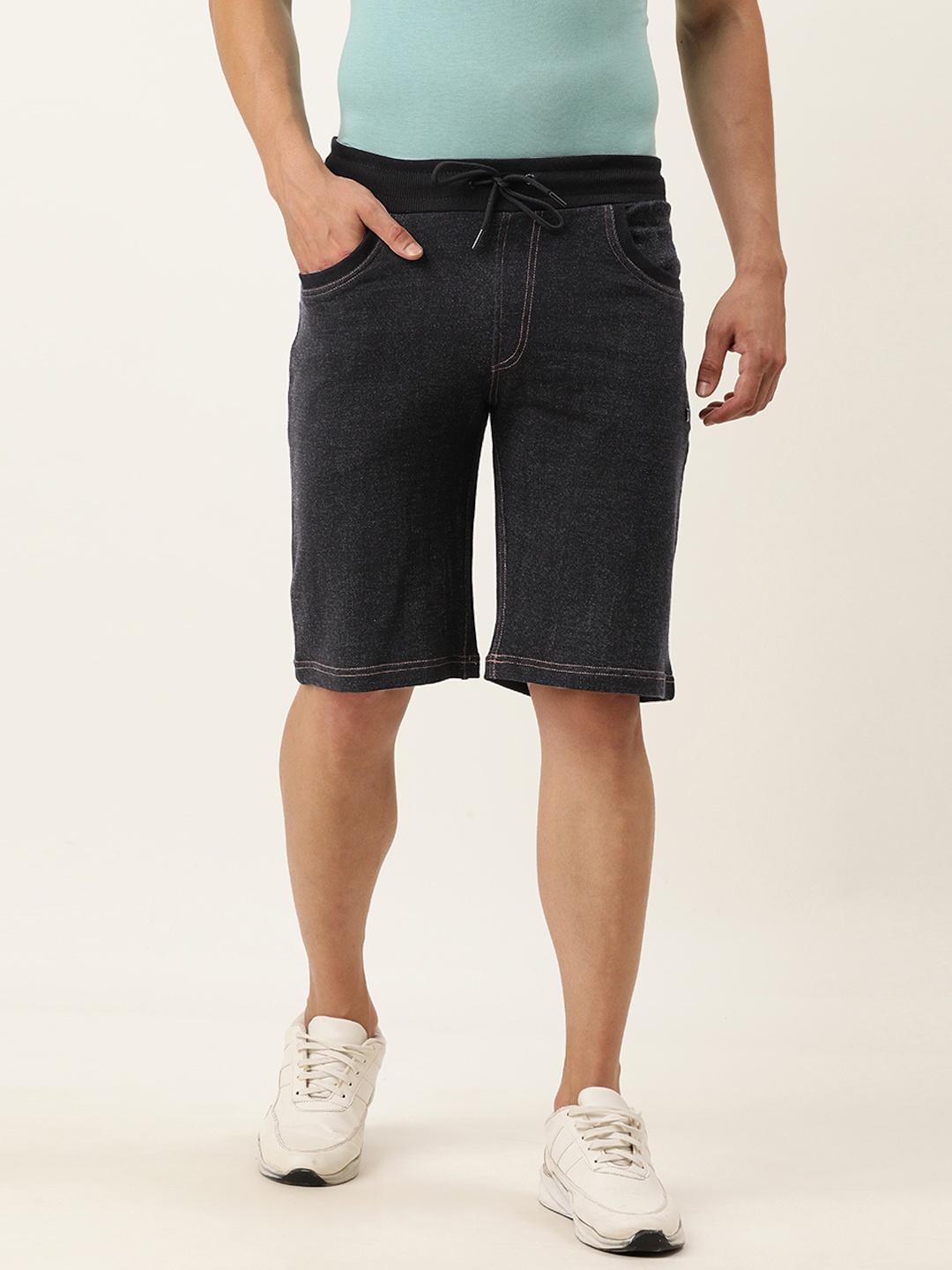

Proline Active Men Black Pure Cotton Hybrid Denim Shorts with Rapid-Dry Technology