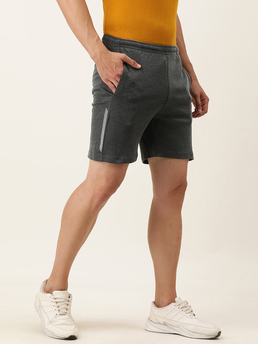

Proline Active Men Charcoal Grey Melange Slim Fit Regular Shorts with Rapid-Dry Technology