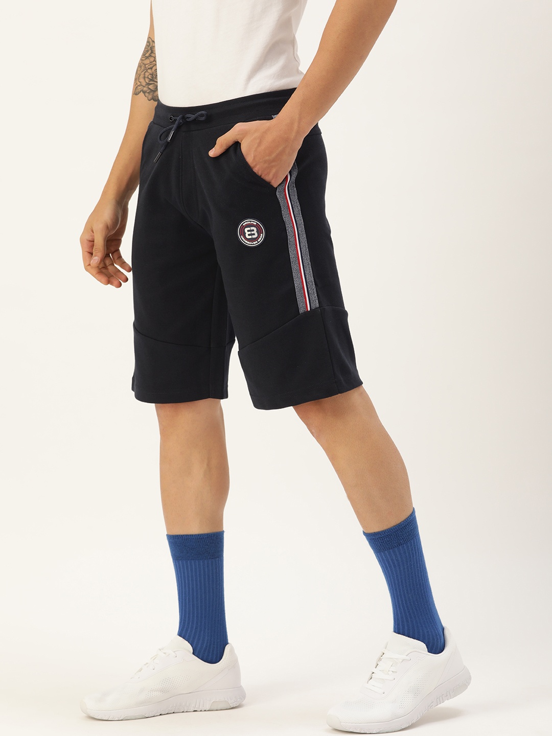 

Proline Active Men Navy Blue Brand Logo Printed Regular Shorts