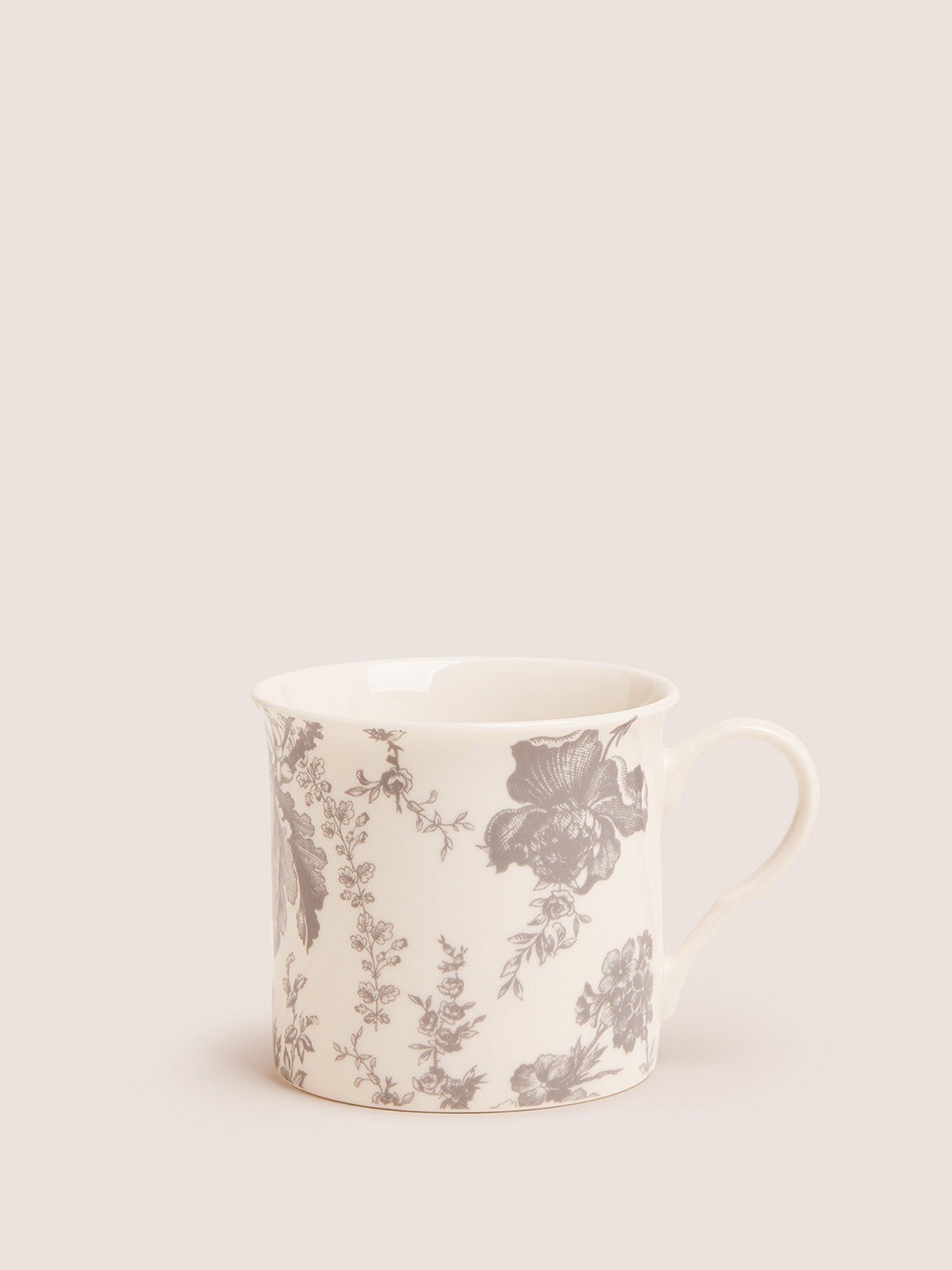 

Marks & Spencer Grey & Cream-Coloured Printed Bone China Glossy Cup