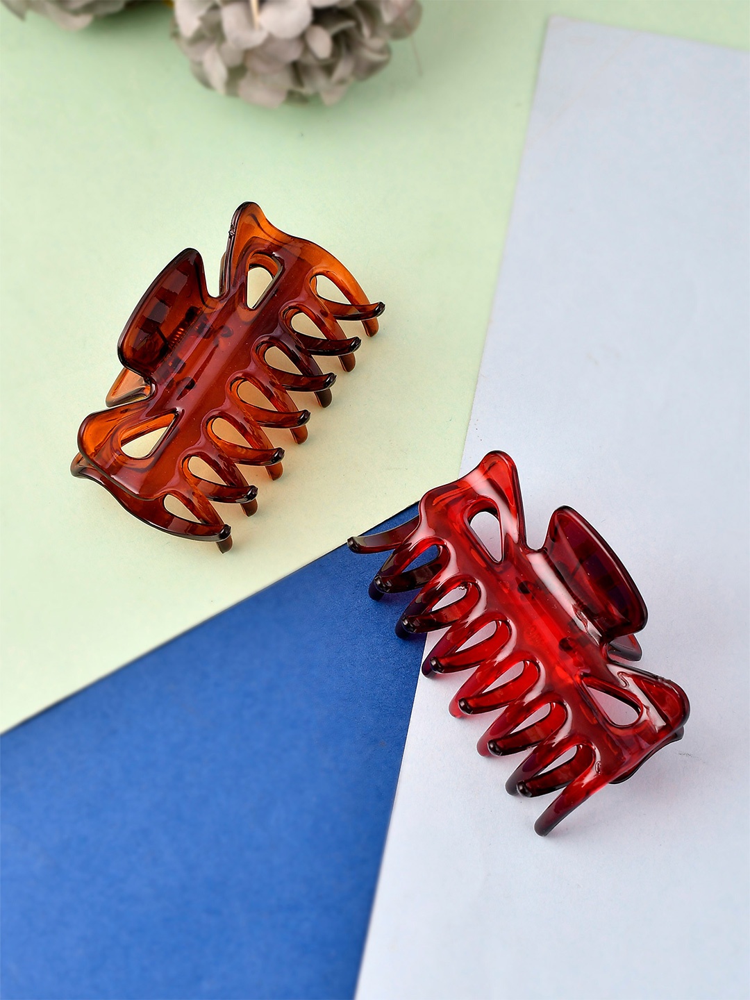 

Silvermerc Designs Women Red & Orange Set of 2 Claw Clip