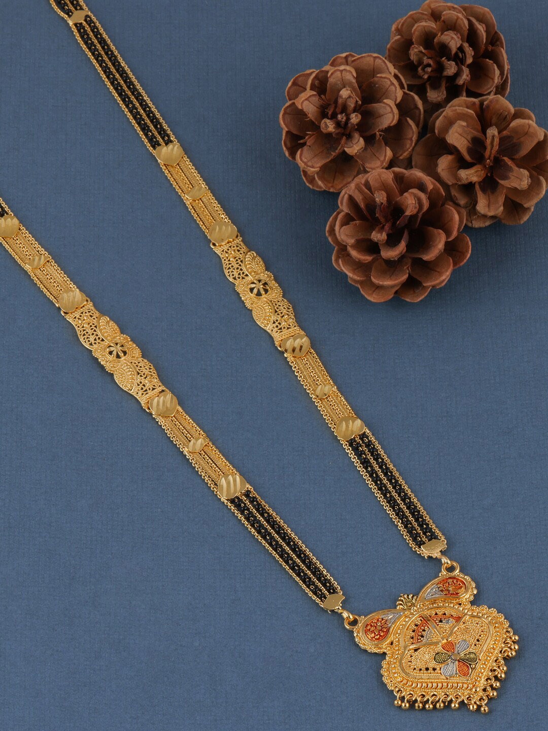 

Brandsoon Gold-Plated Black Beaded Mangalsutra