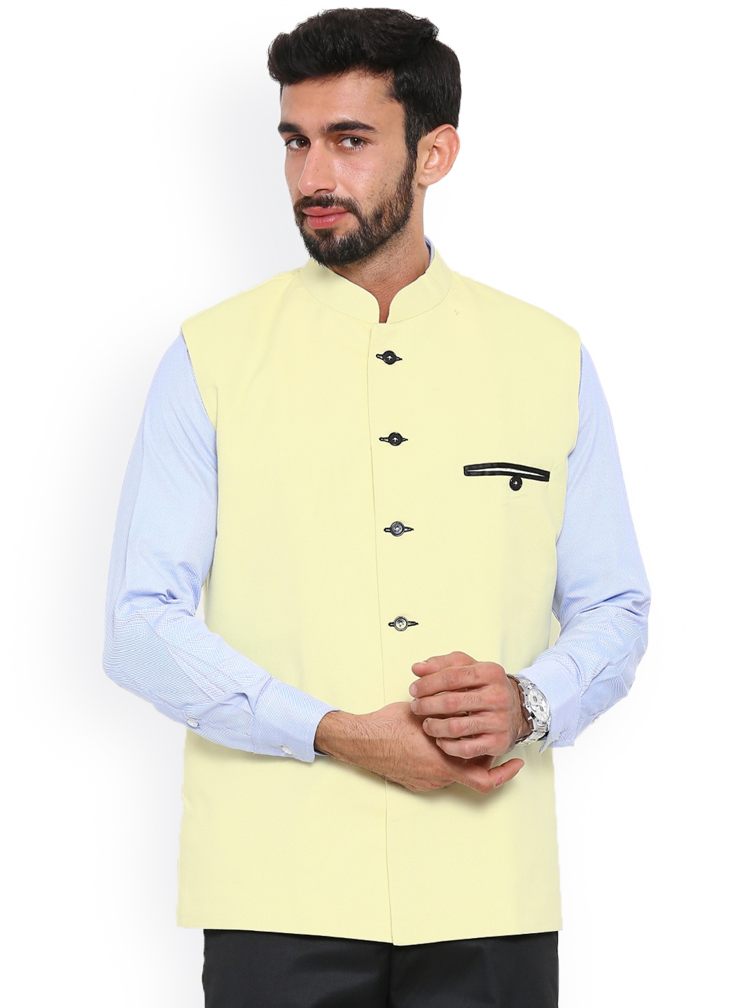 

Shaftesbury London Yellow Nehru Jacket