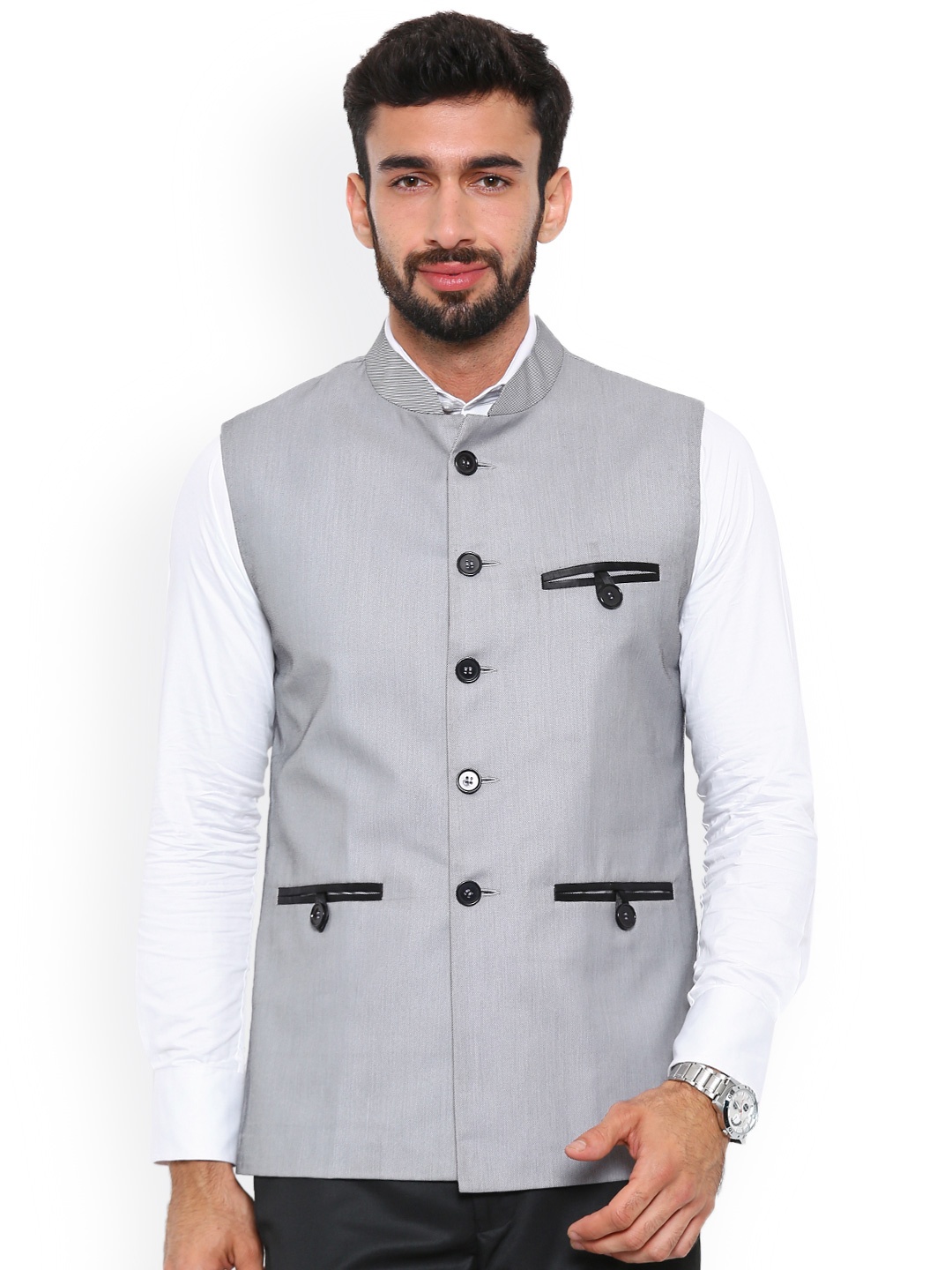 

Shaftesbury London Grey Nehru Jacket