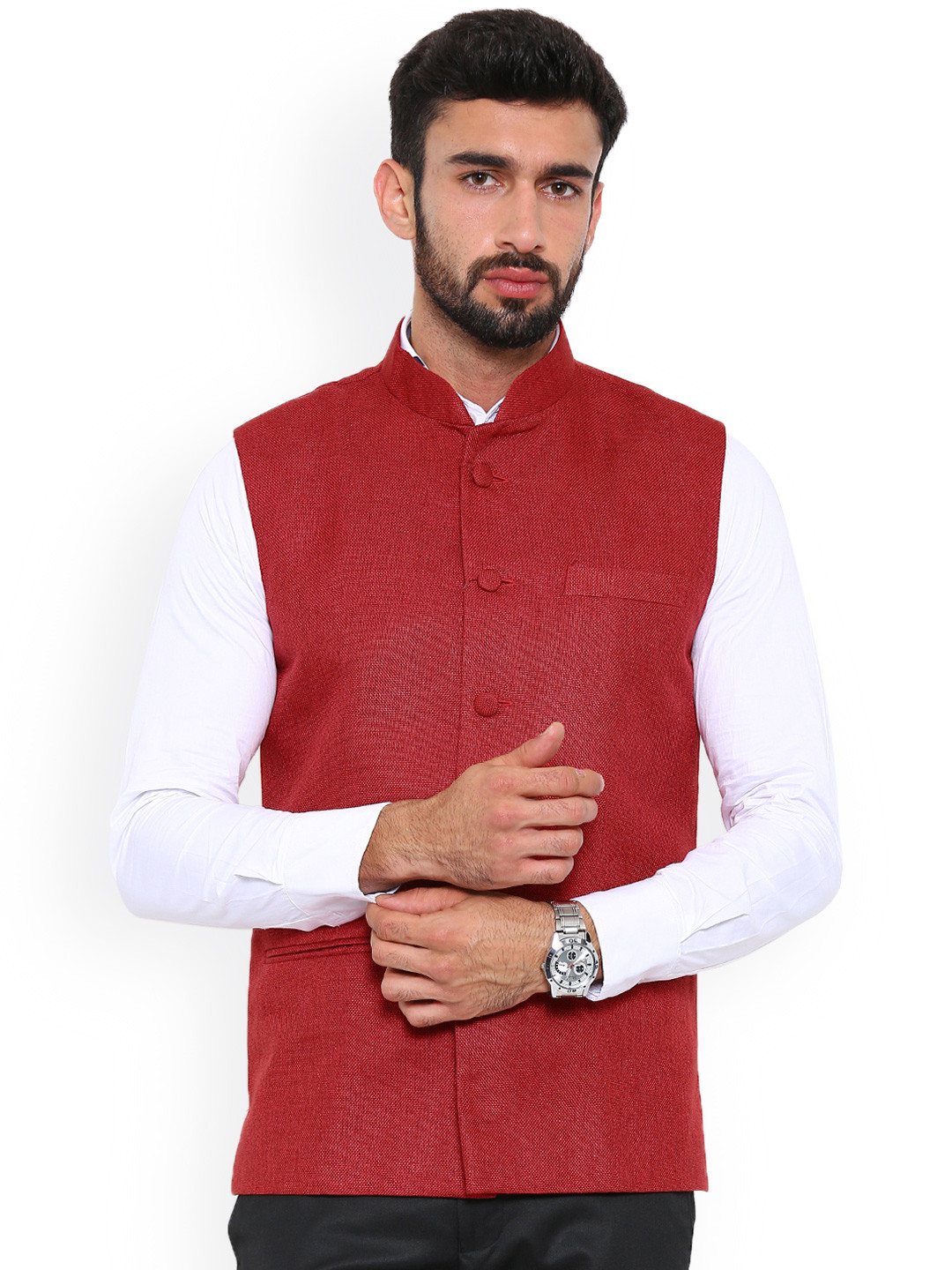 

Shaftesbury London Maroon Nehru Jacket