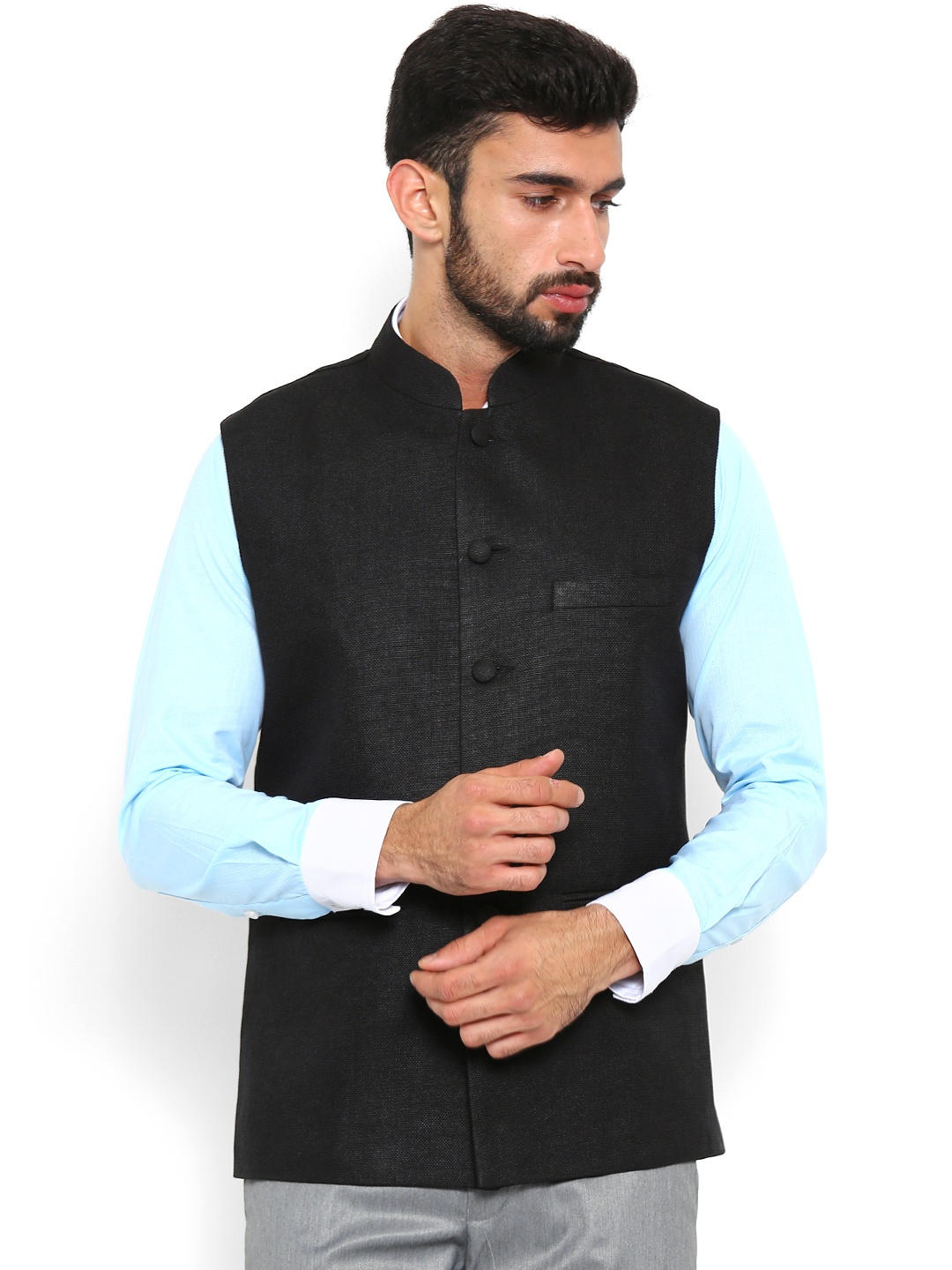 

Shaftesbury London Black Nehru Jacket
