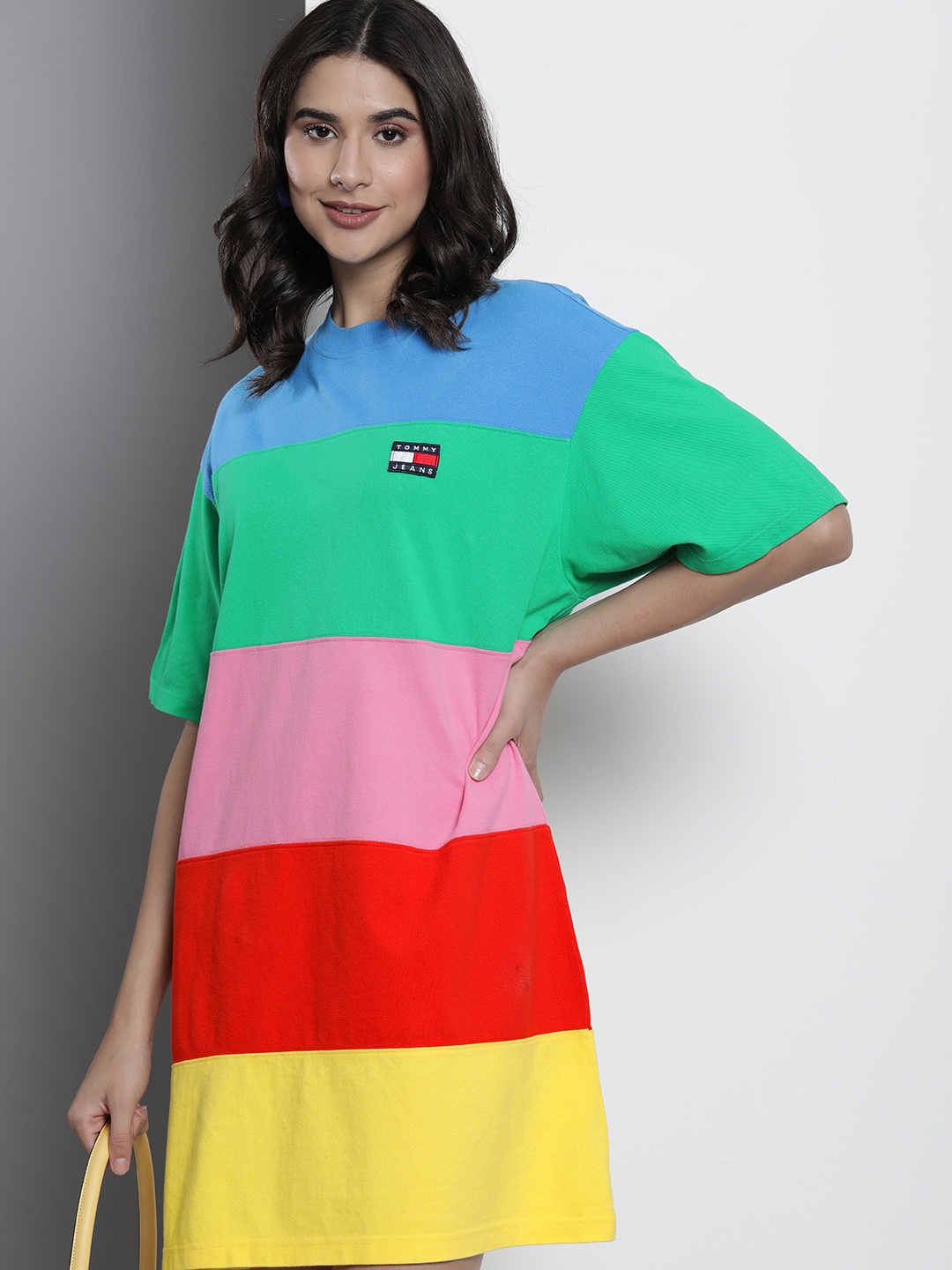 

Tommy Hilfiger Pure Cotton Colourblocked T-shirt Dress, Multi